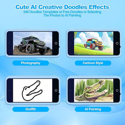 AI Digital Camera for Kids with WiFi for Christmas Birthday Gift for Girls Boys，Touch Screen HD Camera for Home Travel Garden,Kids Toys for 4 5 6 7 8 9 10 11 12 with 32GB SD Card Blue