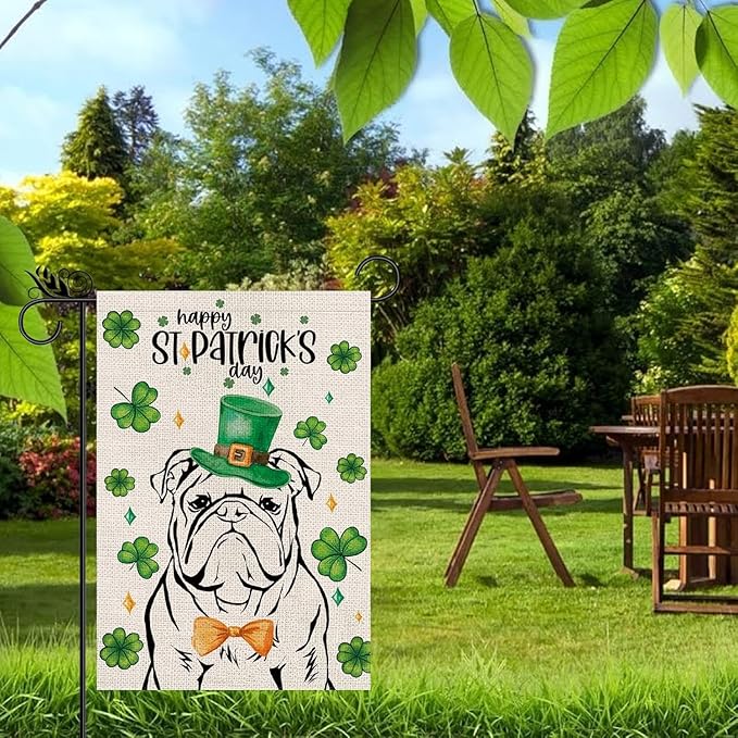 Seasonal Garden Flags English Bulldog Dog Double Sided Flags Set of 11 Holiday Farmhouse Indoor Outdoor Yard Lawn Christmas Gifts Decorations 12.5x18 Inch