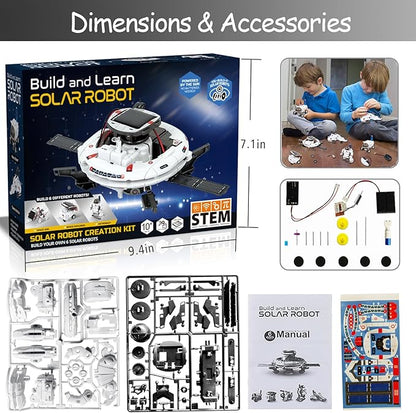 6-in-1 Solar Robot Building Kit for Boys Aged 8-13, Educational Robotic Toys for Kids, Science Kits STEM Toys Birthday Gifts for 8 9 10 11 12 Years Old Boys Girls Teens