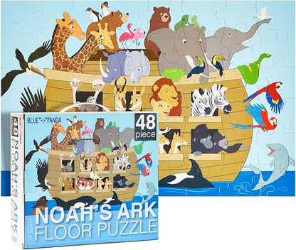 48 Piece Jumbo Floor Puzzle for Kids Ages 3-5 and 4-8, 2x3 Feet Giant Jigsaw Puzzles for Toddler Preschool Learning, Noah's Ark