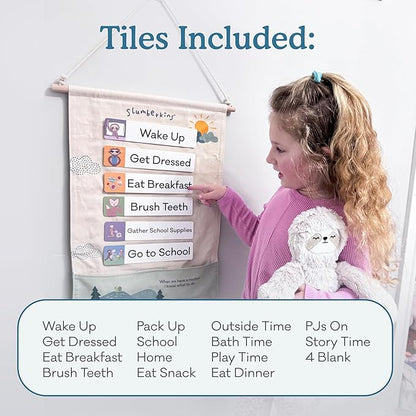 Slumberkins 18 Piece Visual Schedule for Kids | Reversible Visual Tool to Teach Day Time and Night Time Routines at Home & School | for Toddlers, Preschoolers, Children with Autism