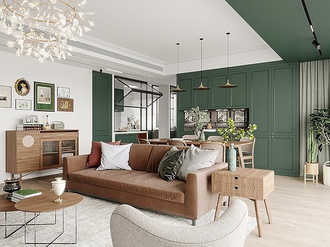 Dimoon 394''x23.6'' Green Peel and Stick Wallpaper Contact Paper Modern Self Adhesive Wall Paper Removable Renter Friendly Textured Solid Color Shelf Cabinet Vinyl Roll (394''x23.6'',Dark Green)