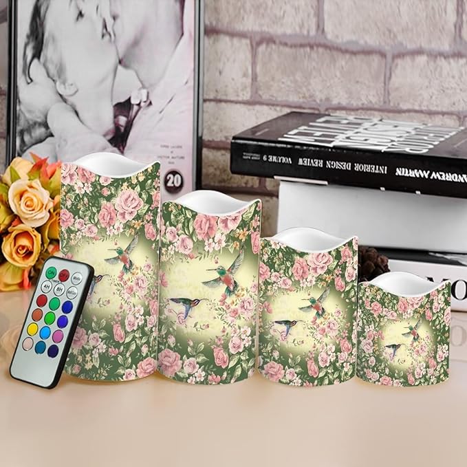 Ystardream Fortune Hummingbird Flameless Candles Battery Powered with Multicolor Timer Remote Control Everlasting Fake Candles for Party Garden Indoor Outdoor Coastal Decors
