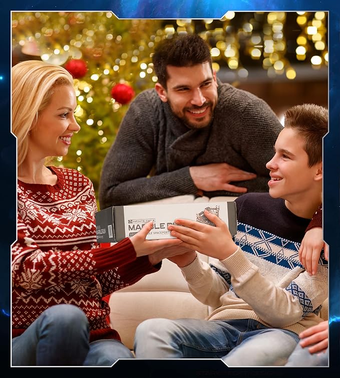 ROBOTIME Motorized Wooden Puzzles for Adults - 3D Puzzles for Adults LGC01 Marble Spaceport - Wooden Marble Run Model to Build - Space/STEM/Engineering Gift