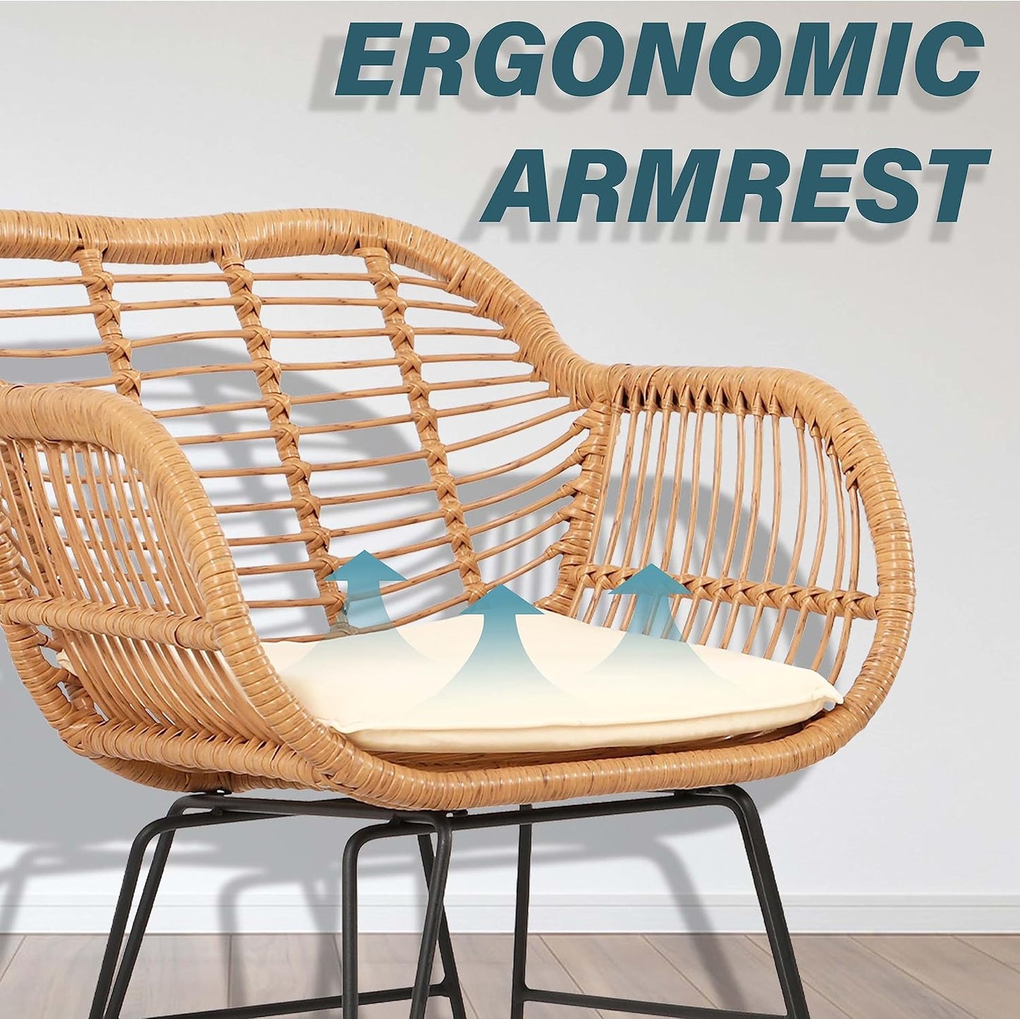 3 Piece Patio Set,Outdoor Bistro Set,Balcony Furniture,Wicker Patio Chairs,Front Porch Furniture,Outdoor Chairs Set of 2