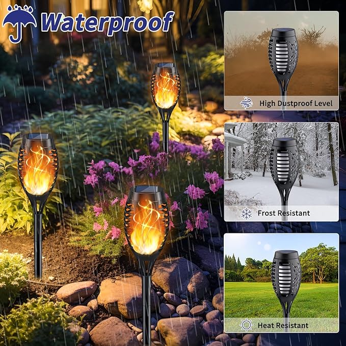 KYEKIO Solar Lights for Outside, 16Pack Solar Flame Torch Light, Garden Light Outdoor Waterproof, Outside Lights for Yard Decor, Outdoor Decorations Lawn
