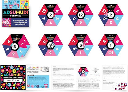 Adsumudi Fun Ones: The Fast-Paced Math Game for Kids, Families & Classrooms – Fun Mental Math Card Game for Ages 6+ – Play Solo or Together, Multiple Difficulty Levels, Made in USA