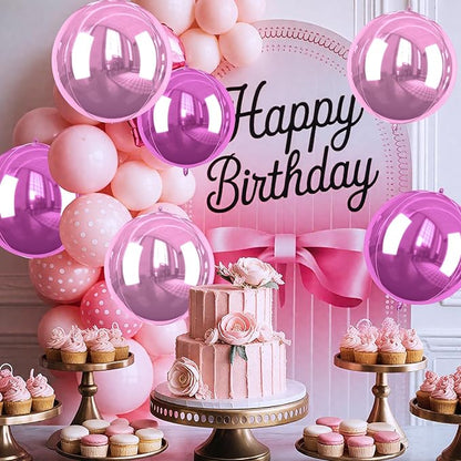 6 Pcs Hot Pink and Pink Balloons, 22 Inch Big Round Foil Balloon for Graduations Birthday Party Baby Shower Wedding Decorations