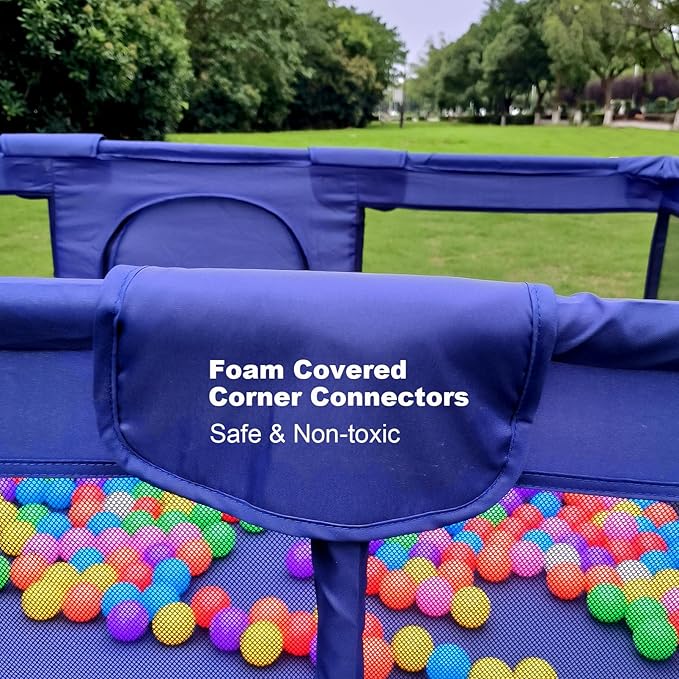 Gaorui Large Kids Baby Ball Pit - Portable Indoor Outdoor Baby Playpen Toddlers Children Safety Play Yard Fun Activities Popular Toys (Not Includes Balls) (Blue)