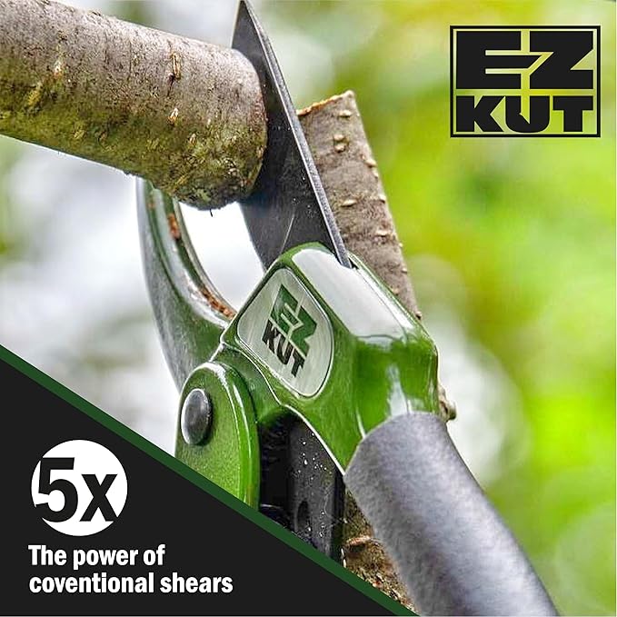 EZ Kut Heavy Duty Pruning Shears Green - with Ratcheting Action Great Garden Hand Tool Clippers Gardening pruners arthritis tools Ratcheting Anvil Hand Pruner Pruning Shears Heavy Duty Since 1988