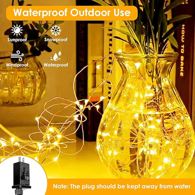 2Pack Each 66Ft 200 LED Fairy Lights Plug in, Waterproof String Lights Outdoor & Indoor, LED String Lights 8 Modes with Timer, Twinkle Light for Girl's Room Garden Christmas Decorations (Warm White)