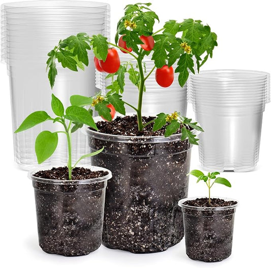 MIXC 30 Packs 6.5/5/4" Clear Nursery Pots Variety Pack, Transparent Plastic Plant Pots for Plants with Drainage Holes, Seedling Pots Seed Starter Pots Planter Pots Flower Pots