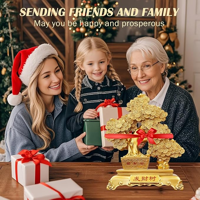 Top Resin Money Tree, Artificial Bonsai Tree - Feng Shui Decor & Gifts for Home, Feng Shui Statue, Chinese New Year Decoration, Chinese Decor & Gifts