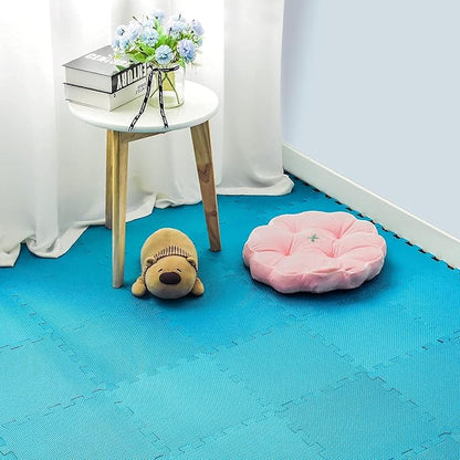 qqpp EVA Rubber 18 Tiles Interlocking Puzzle Foam Floor Mats - Baby Play Mat for Playing | Exercise Mat for Home Workout. Indigo naturalis (Dark Green). QC-Pb18N