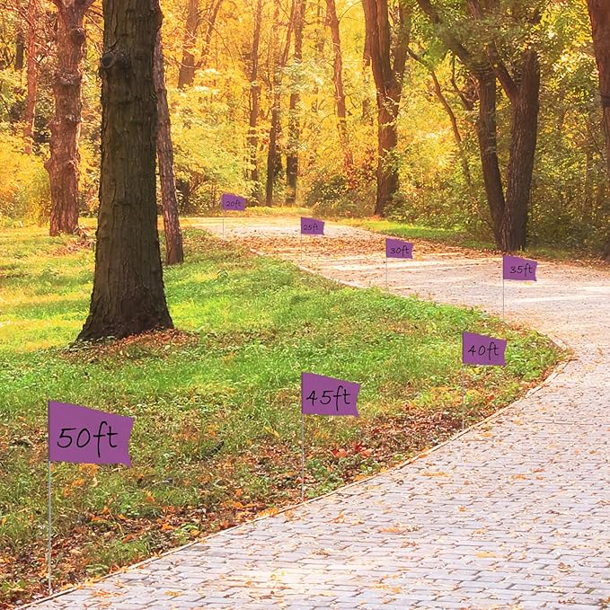 Zozen 50Pack Purple Marking Flags, Writable | 15x4x5 Inch, Yard Flags for Lawn & Irrigation & Landscape & Sprinkler & Survey & Dog Training.