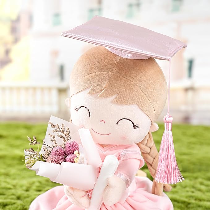 Gloveleya Baby Girl Gifts Graduation Plush Girls Dolls Congratulation Gift for Kindergarten Pink 16 inch