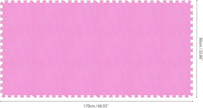 qqpp EVA Rubber 18 Tiles Interlocking Puzzle Foam Floor Mats - Baby Play Mat for Playing | Exercise Mat for Home Workout. Pink. QC-Cb18N