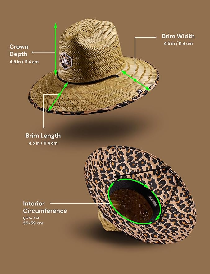Straw Hat for Men & Women | Lifeguard Hat, Beach Hat & Sun Hat | UPF 50+ Wide Brim for Sun Protection | One Size | Hemlock
