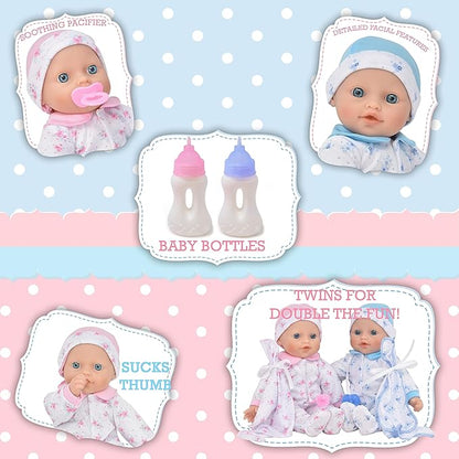 Gift Boutique - Soft Body Twin Baby Dolls for Toddlers in Gift Box, 12 Inch Baby Doll with Pacifier, Baby Girl Doll and Baby Boy Doll