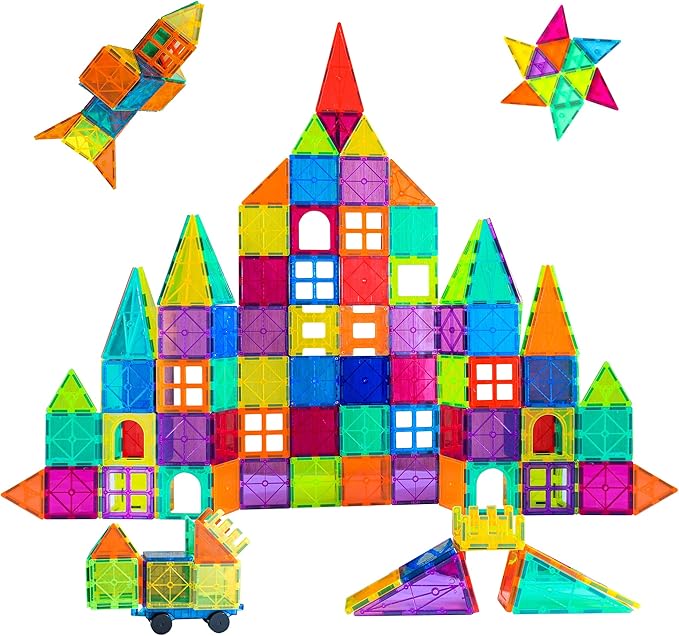 Bmag Magnetic Tiles, 67 PCS with 1 Car Building Blocks for Toddlers, 3D Magnet, STEM Educational Learning Building Blocks for Kids Children, Stacking Montessori Toys Gifts for Boys Girls
