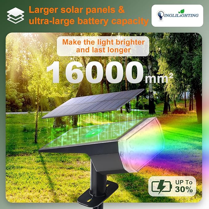 DINGLILIGHTING Solar Lights Outdoor Waterproof: IP65 Led Spot Light Decorations for Garden - Multicolor RGB Solar Powered for Yard - Dust to Dawn Uplighting Landscape Pathway Drive Patios 6PC