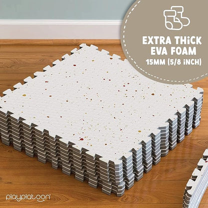 Play Platoon Non-Toxic Large Kids Mats for Floors, Extra-Thick Interlocking Tiles, 24 x 24 in. Puzzle Mat Pieces with Border, 9 Tile 72 x 72 inch, Neutral Playmat Rug for Toddlers & Children