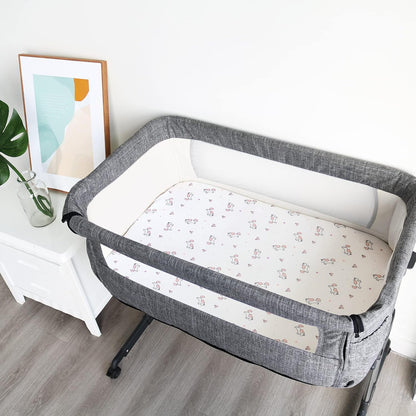 Bassinet Sheet 4 Pack for Baby Girls, Bassinet Sheets Universal Fit for Rectangle, Oval, Hourglass Bassinet Pad/Mattress, Stretchy Bassinet Sheets, Pink Print