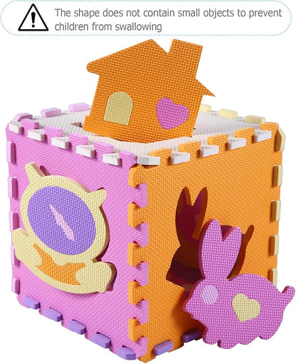 Foam Play Mat for Kids，25Pcs Square Interlocking Puzzle Floor Mat，Baby Play Mat Floor Mat Foam Puzzle Playmat for Toddlers with Fence - 9 Different Animal