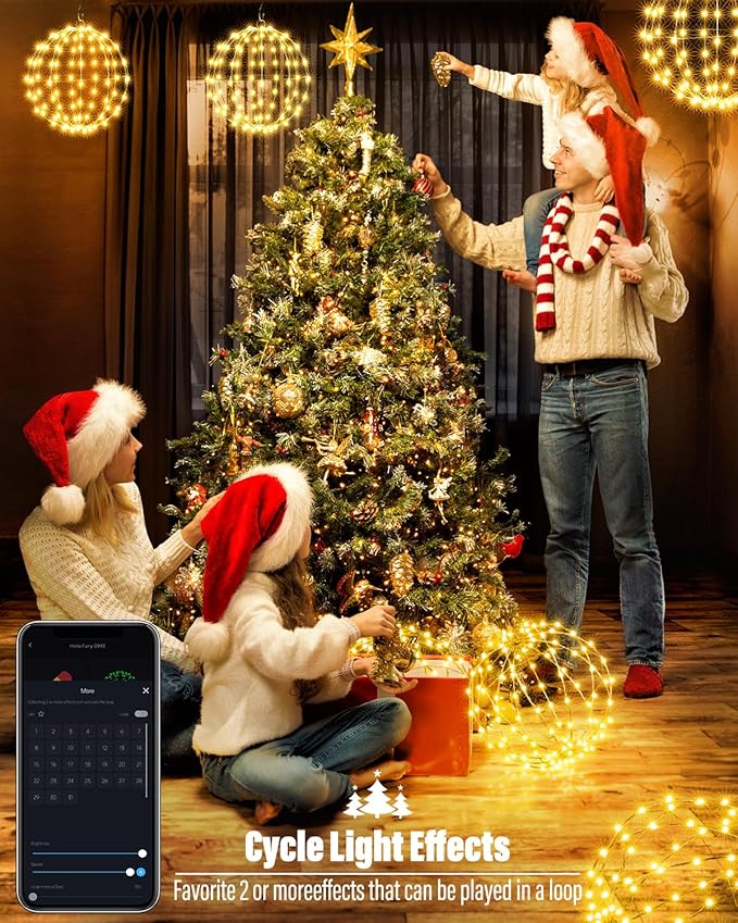 Smart RGB Outdoor Hanging Ball Lights - 11.8 inch 108LED Outdoor Color Changing Decorations Lights,Bluetooth APP Remote Control Dimmable Waterproof Globe Fairy Lights 1 Pack