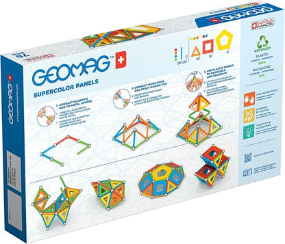 Geomag Supercolor Magnetic Toys for Kids Ages 5+, 78pc Educational STEM Magnets for Kids - Swiss-Made Magnetic Blocks, Tiles and Building Toys from 100% Recycled Plastic
