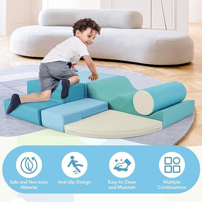 Merax Climbing Toys for Toddlers, Soft Climb and Crawl Playset Indoor Baby Soft Foam Blocks for Climbing, Crawling, 6-Piece