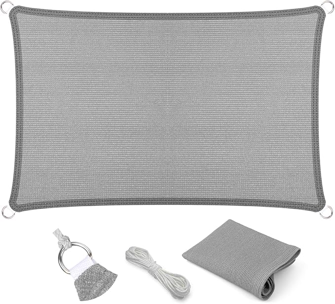 Eden's Decor Straight Flat-Edged Sun Shade Sail Rectangular 4' x 13' Grey UV-Blocking Outdoor Canopy Fabric Cloth Awning for Pergola Patio Garden Backyard Custom Size