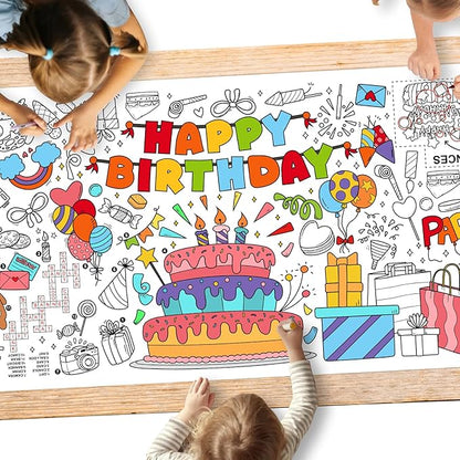 Giant Coloring Poster for Classroom Wall - Versatile 31.5 x 72 Inches Birthday Activity Poster/Table Cover, School Parties, Birthday Party and Special Events Decoration
