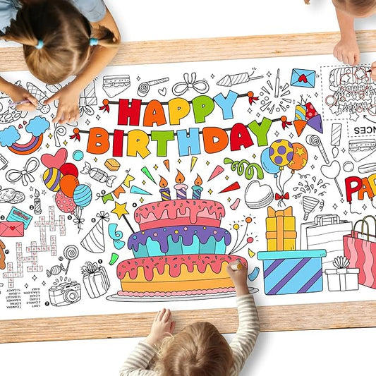 Giant Coloring Poster for Classroom Wall - Versatile 31.5 x 72 Inches Birthday Activity Poster/Table Cover, School Parties, Birthday Party and Special Events Decoration