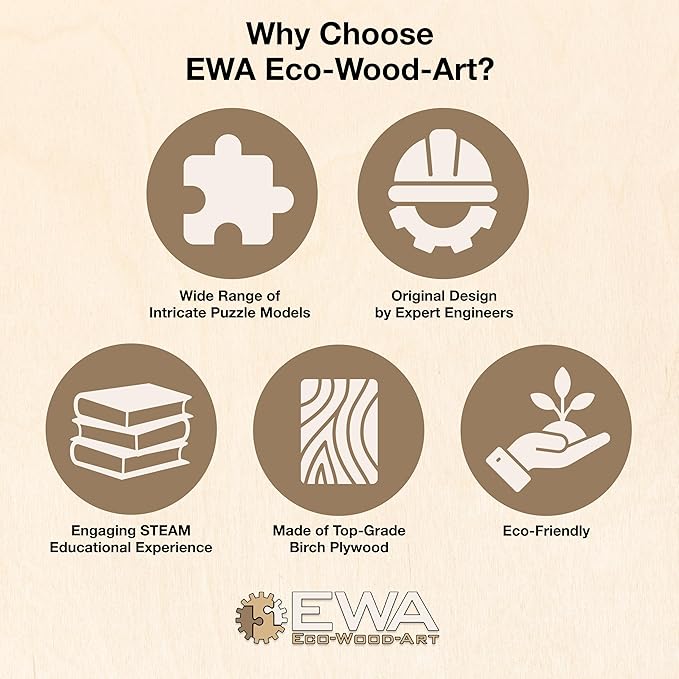 3D Puzzles for Adults - DIY Cruiser Motorcycle Model Kit with Rubber Band Engine, Functional Handlebars & Center Prop Stand - 3D Wooden Puzzle for 15 yrs Above & Adults - Eco Wood Art, 152 Pieces