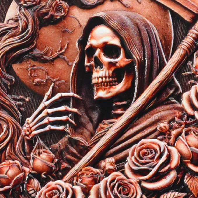 AtSKnSK Memento Mori Coin Momento Mori Coin Skull Coin Stoic Gifts Memento Mori Calendar Living Memento Mori Amor Fati Coin (Dead Tree Rose Skeleton)