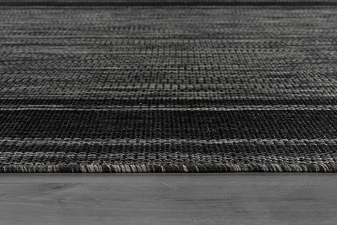 Beverly Rug Outdoor Rug 8x10 Modern Bordered Area Rugs for Indoor and Outdoor Patio Deck Porch Garden Waterproof Weather Sun Resistant Washable Outside Carpet (8 x 10 Black)