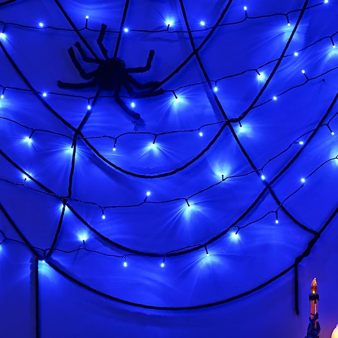 600 LED Halloween Lights, 216 FT Waterproof Halloween String Lights, Blue Halloween Lights Outdoor with 8 Lighting Modes for Halloween Outdoor Party Yard Garden Decoration (216 Ft | Blue, 216 Ft)