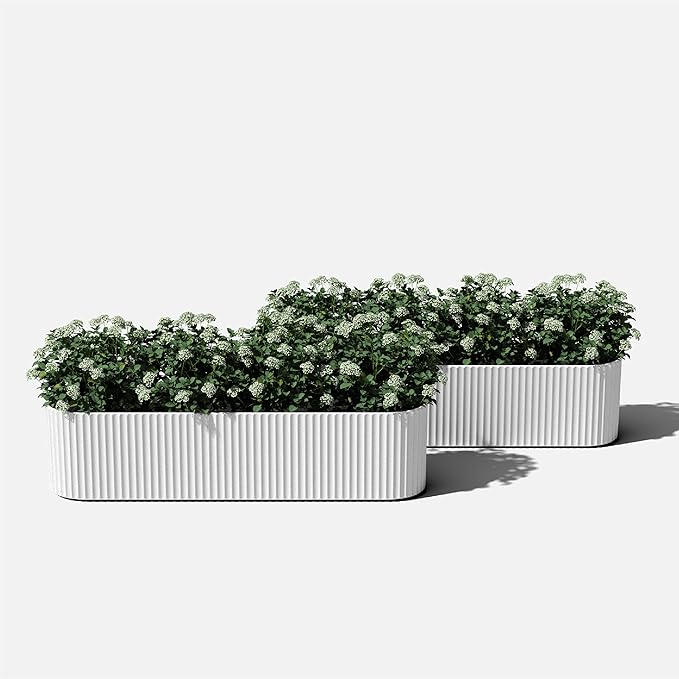 Veradek Demi Series Window Box Planter - Long Planter Box for Windowsill/Balcony | Durable Plastic-Stone Composite Material | Modern Décor for Flowers/Herbs