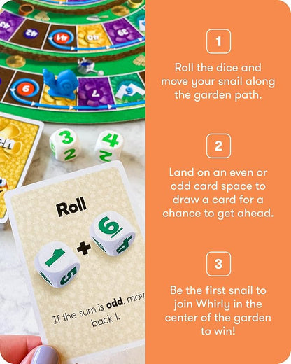 SimplyFun Whirly’s World - Educational Board Game for Kids - Math Game to Teach Concept of Even & Odds - 2-6 Players, Ages 6 & Up