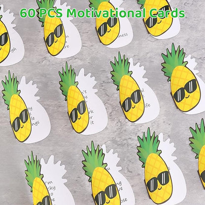 60 PCS Positive Pineapple Cards Jar, Emotional Support Jar, Pineapple Affirmation Cards, Inspirational Gifts for Women, Cheer Up Gifts, Unique Positive Gift for Women, Teen Girl