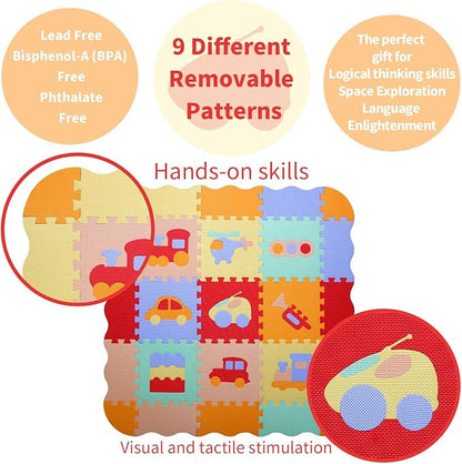 Coolcandy Baby Play Mat, 25Pcs Interlocking Puzzle Floor Mat, with Safety Fence - 0.4" Thick Non-Toxic EVA Foam Play Mat, for Infants & Toddlers 3-36 Months, Soft Puzzle Tiles for Play Areas