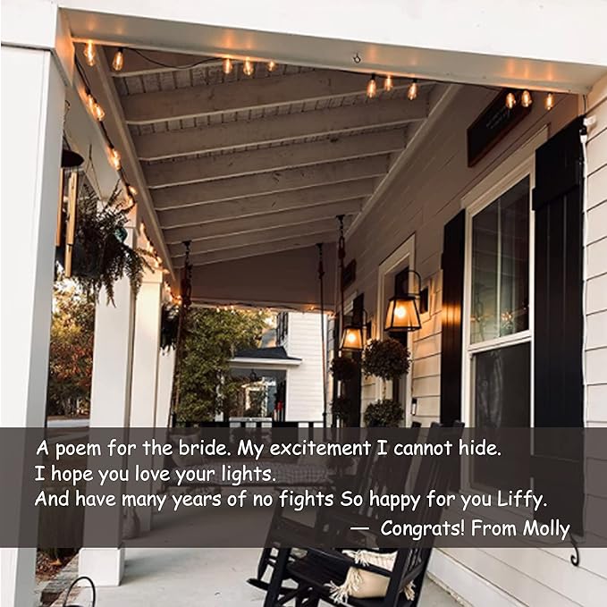 Outdoor String Lights 50FT Waterproof,LED Patio Lights Dimmable with 27 Bright Shatterproof Retro Bulbs,Vintage Edison String Hanging Lights for Outside Bistro,Backyard,Balcony,White Cable