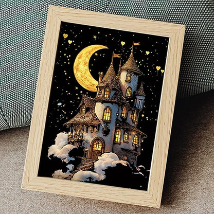 Georgie Porgy Scratch Paper Art Set for Kids Adults Magic Rainbow Scratchboards for DIY Arts and Crafts Kits Christmas Birthday Gift with Scratching Tools Kit (A5-Noctilucent Castle + Sea Animals)