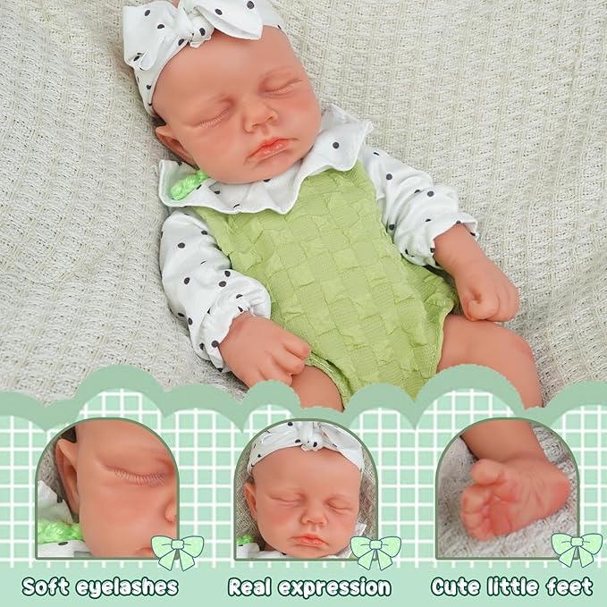 Girl 12.2 Inch, Full Silicone Baby Doll, Realistic Baby Dolls, Realistic Veins & Sleeping Pose, Not Vinyl, Reborn Baby Dolls Silicone Full Body, Gift Set