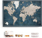Canvas World Map with Cork Pin Board - English Lettering - Decorative Wall Decoration for All Rooms - Canvas Pictures with World Map Motif (150x100 cm, Pattern 19)