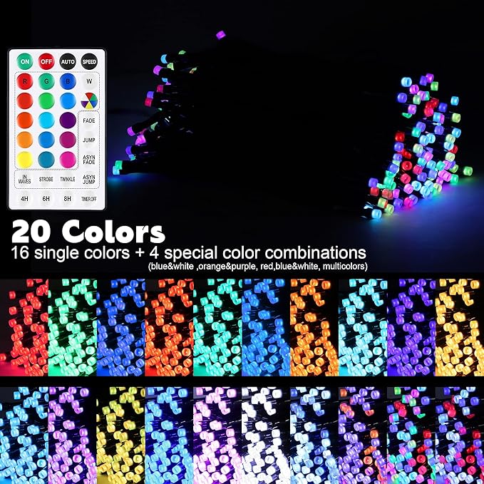 weillsnow Color Changing Christmas Lights, 66ft 200 LED RGB String Lights with Remote & Timer, Fairy Lights for Indoor Outdoor Xmas Tree Party Wedding Christmas Decorations