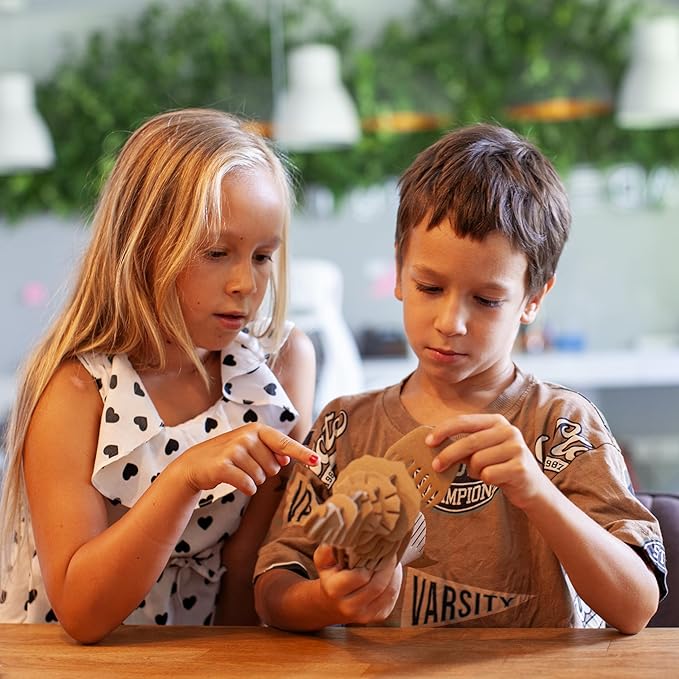 Cottify Dinosaur 3D Cardboard Puzzle - Fun 3D Puzzles for Adults & Kids, Easy to Assemble 3D Puzzle, Eco-Friendly, No Scissors or Glue Needed, Perfect Sustainable Gift (2-Pack)