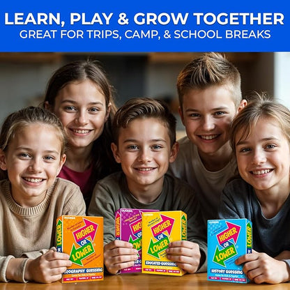 QUOKKA Trivia Board Games for Kids and Adults - Version V2.0 - Family Night Board Game 4xSet Higher or Lower Trivia Cards | Guess Fun Questions | 2 + Players - Challenge Your General Knowledge