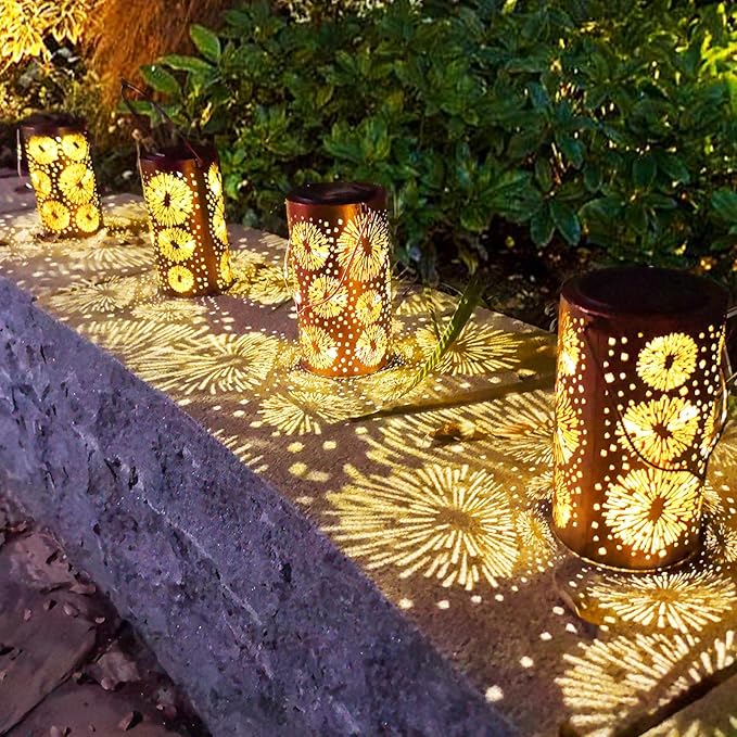 DIBIEECN Fireworks Solar Gardening Gifts Lanterns, Garden Decor for Outside, Pattern Solar Decorative Lights Waterproof, Outdoor Gifts for Women Mom Grandma, Yard Gifts for Patio, Pathway, Landscape